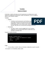 Variables Inputs & Outputs