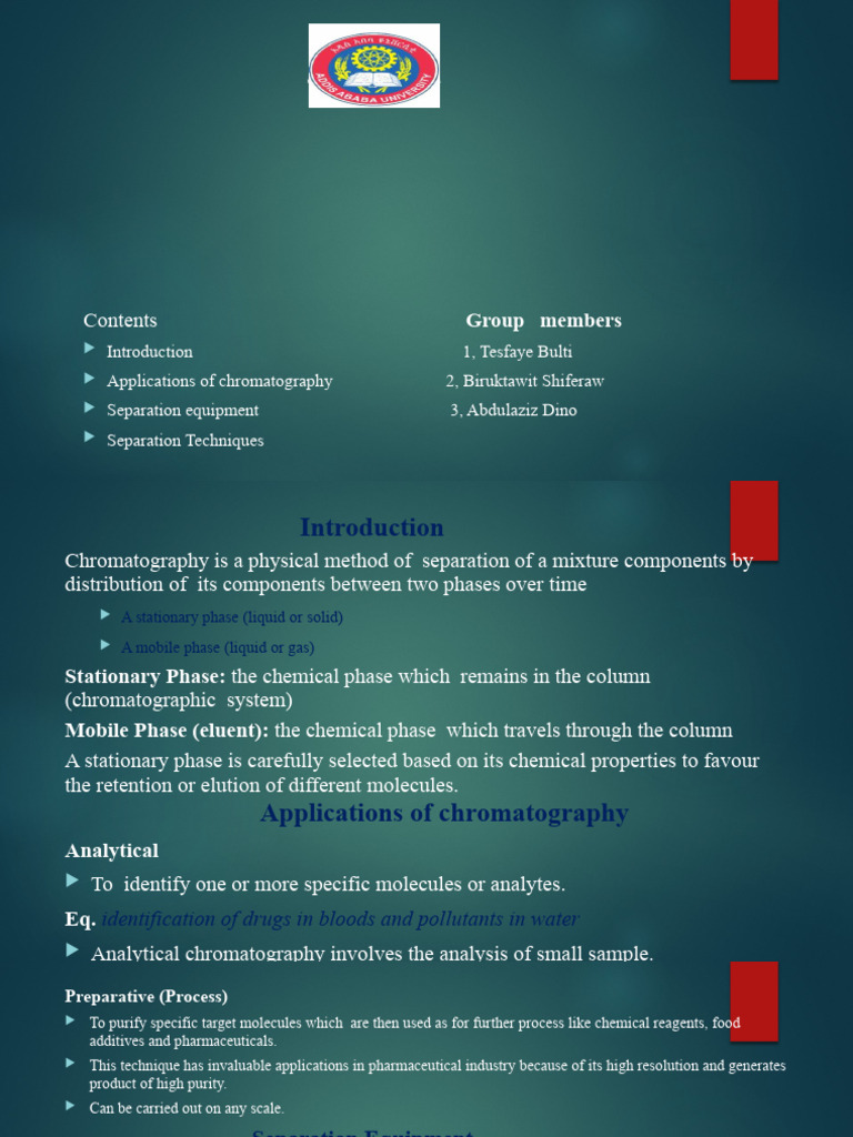 Chromatography Presentation MTUO PDF Chromatography Biology