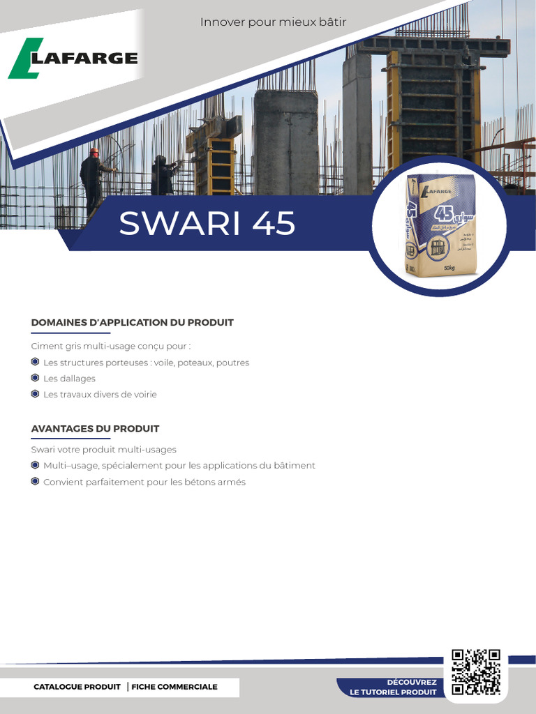 Ciment Swari 45 : Performance et Applications | PDF | Ciment | Matériau ...