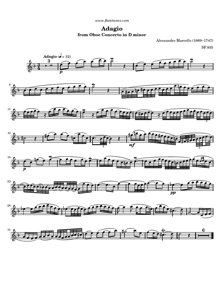 MarcelloOboeConcertoAdagio (Trascinato) PDF Oboe Concerto
