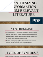 Synthesizing Information From Relevant Literature