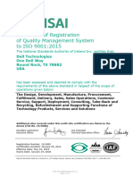 Certificado de registração do Sistema de gestão de Qualidade - Dell 9001-2015