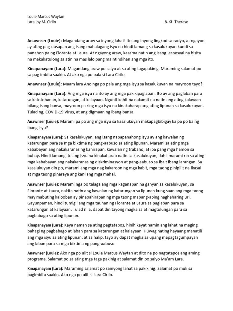 Broadcasting Script Pdf