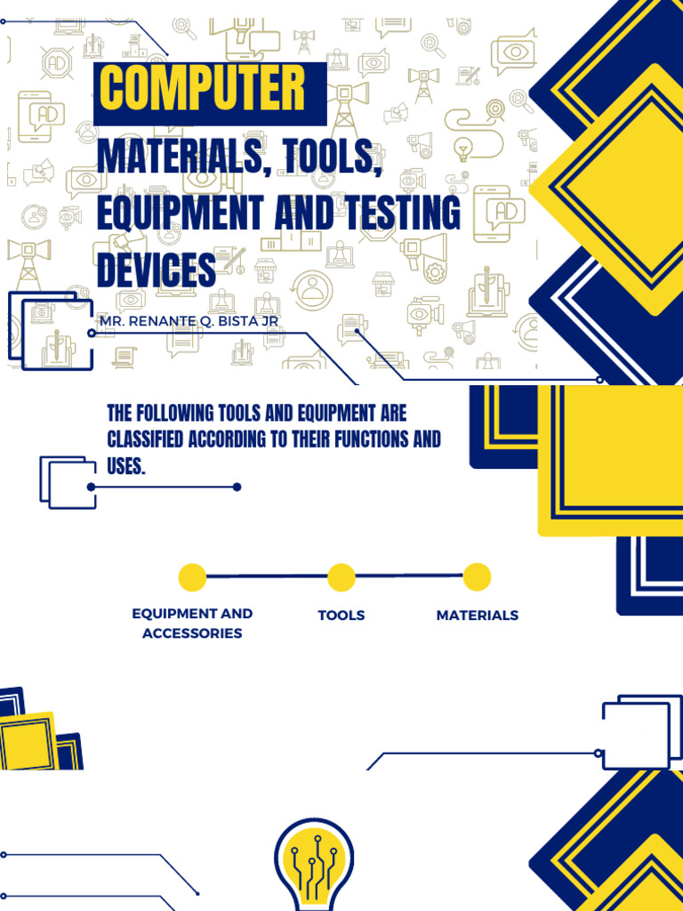 COMPUTER MATERIALS TOOLS EQUIPMENT and TESTING DEVICES PDF Computer Network Electrical