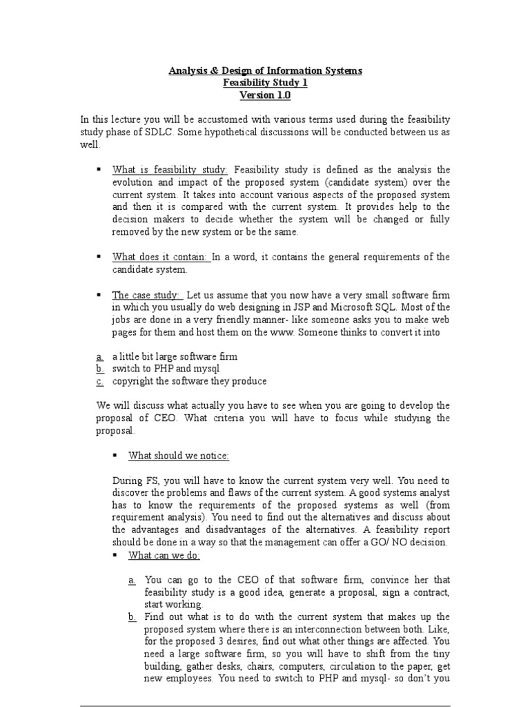 Feasibility Study in Information Systems | PDF | Feasibility Study ...