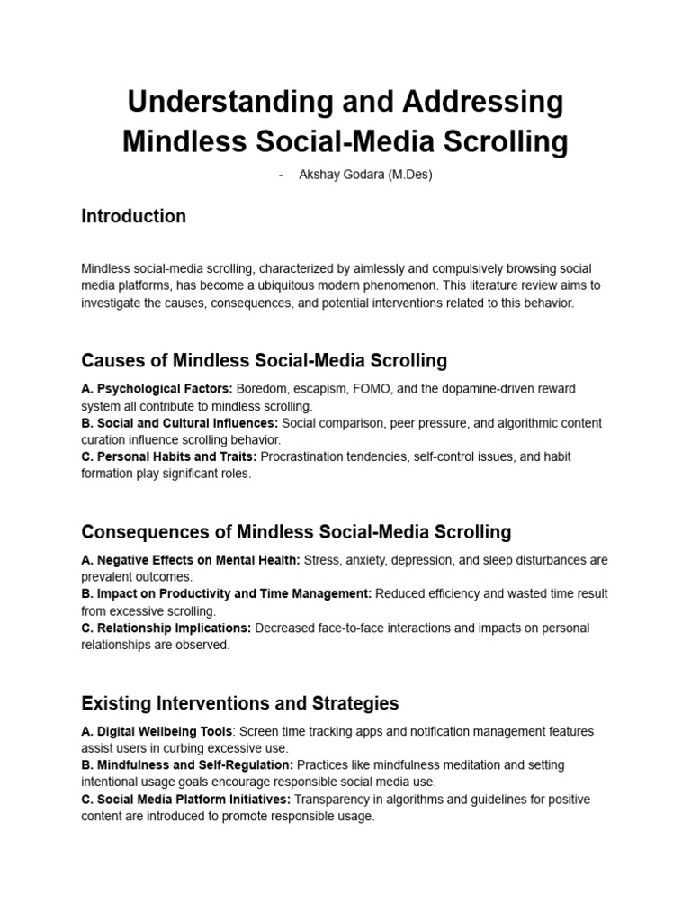 Effects of Mindless Social Media Scrolling | PDF | Social Media ...