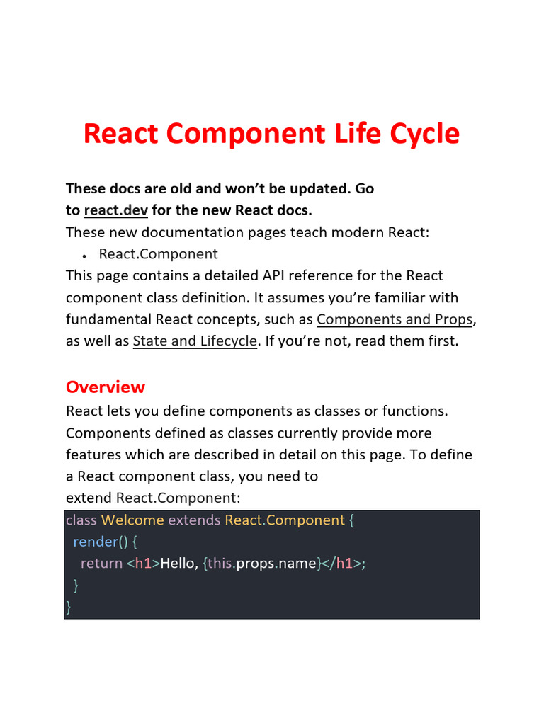 React Component Life Cycle | PDF | Programming | Constructor (Object ...