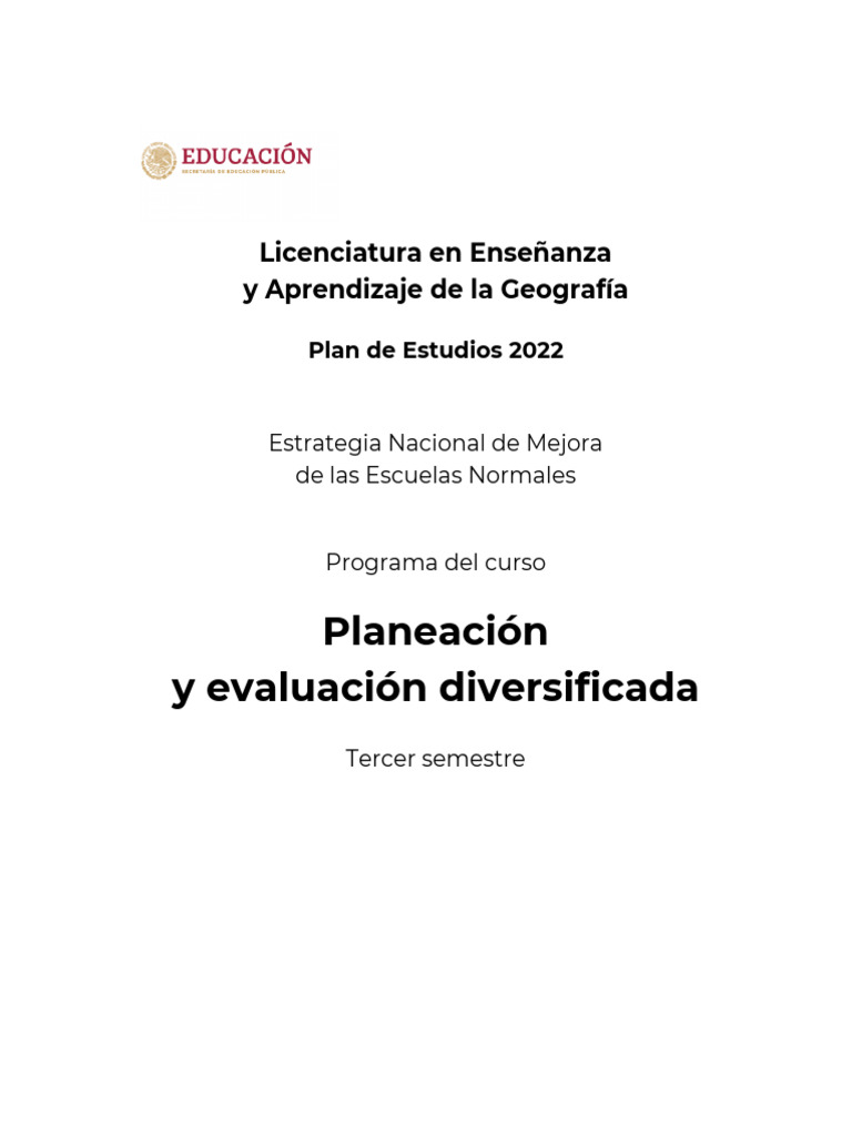 Planeación y Evaluación Diversificada en Geografía | PDF | Plan de ...