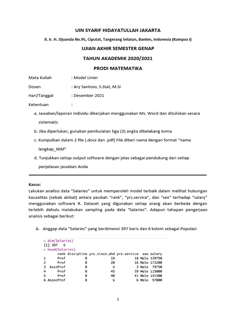 Analisis Model Linier Gaji Akademik | PDF
