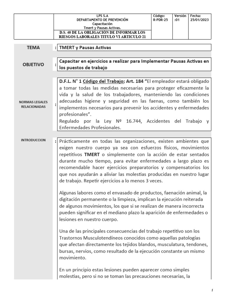 R PDR 25 Tmert y Pausas Activas | PDF | Medicina CLINICA