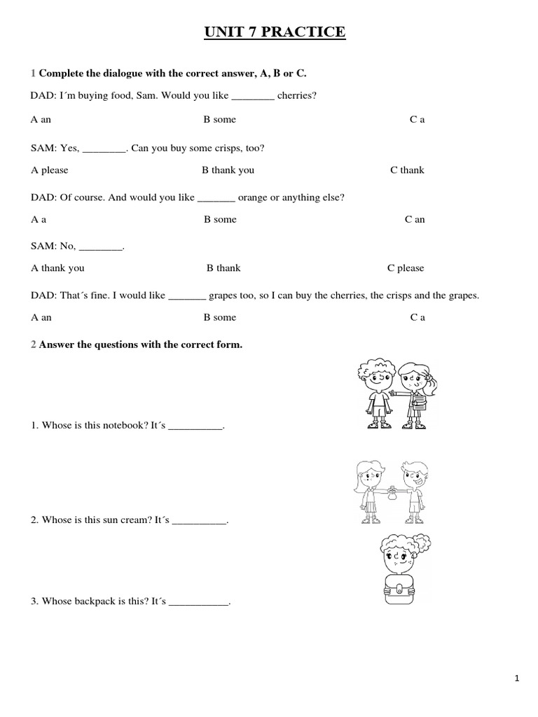 Unit 7 Practice: Dialogue Completion Exercise | PDF