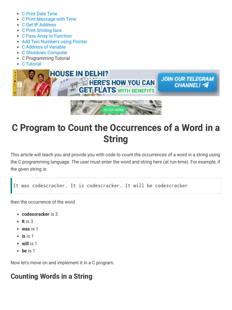 Count Word Occurrences in C String | PDF | String (Computer Science ...