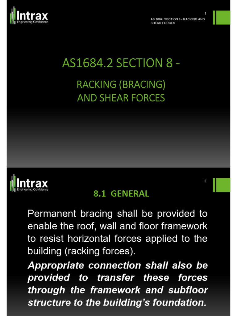 Racking and Shear Forces in Bracing | PDF | Framing (Construction) | Wall