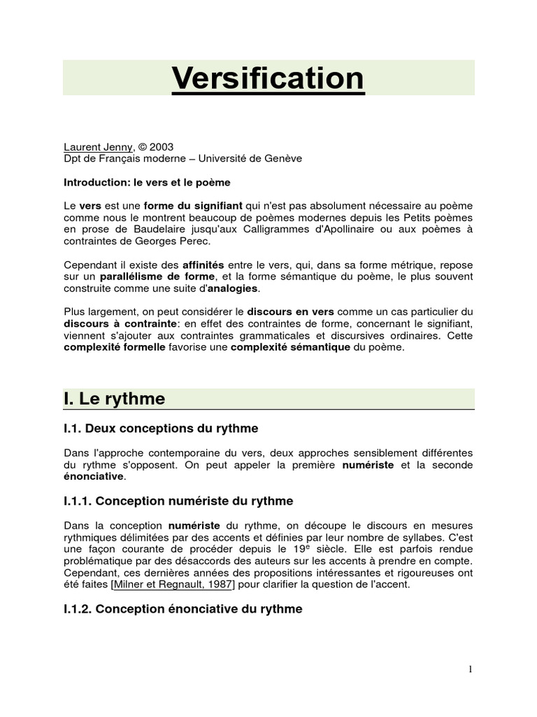 Rythme et versification en poésie | PDF | Accent tonique | Syllabe