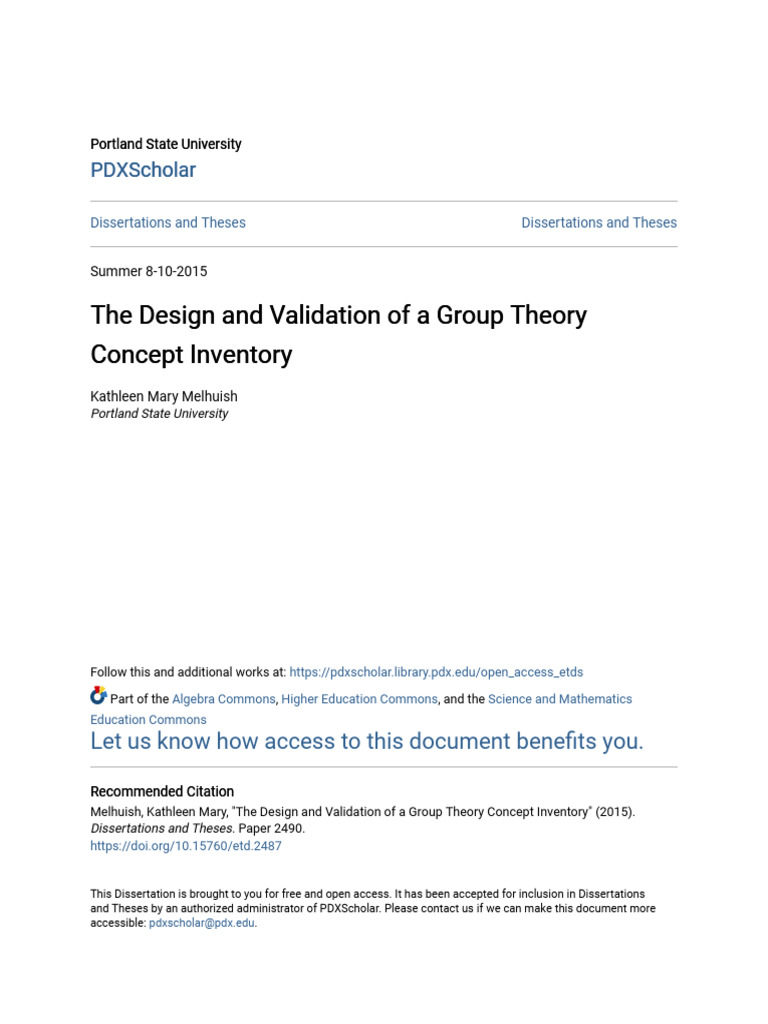 Group Theory Concept Inventory Dissertation | PDF | Group (Mathematics ...