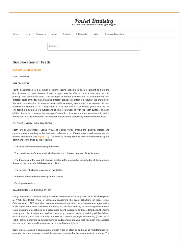 Discoloration Of Teeth Pocket Dentistry Download Free Pdf Tooth