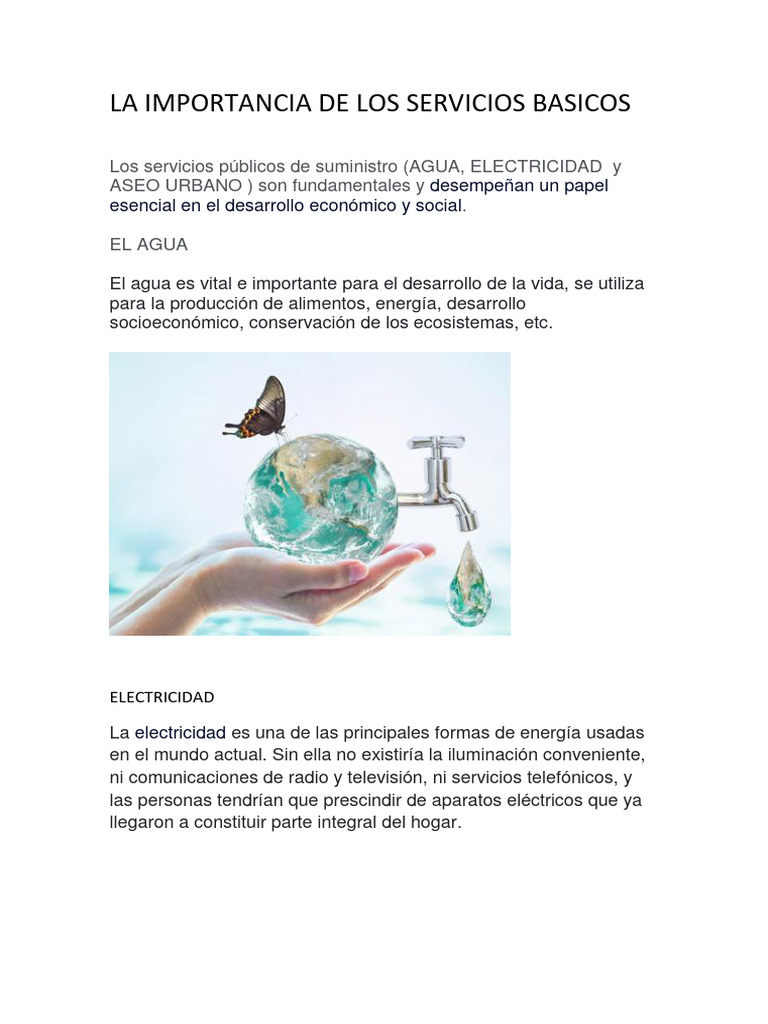La Importancia De Los Servicios Basicos Pdf Ciencias Sociales 