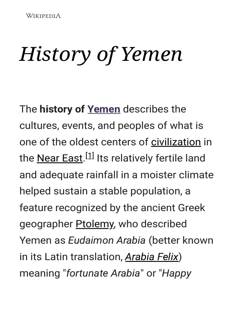 History of Yemen Wikipedia PDF