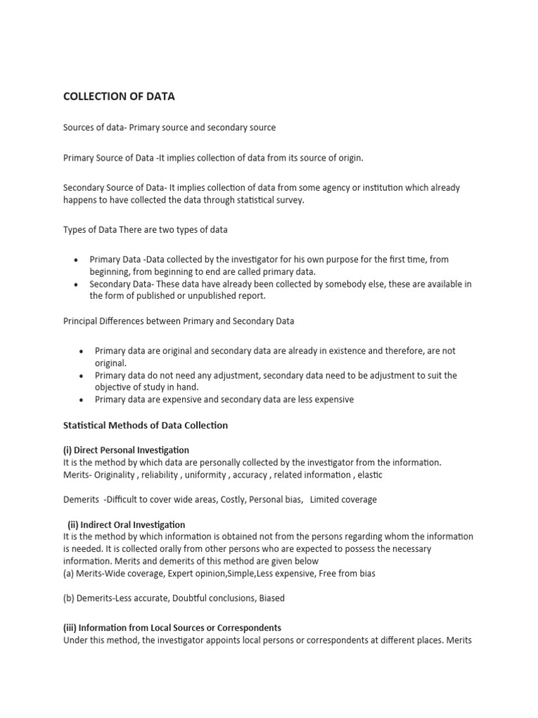Collection of data pdf sampling statistics statistics