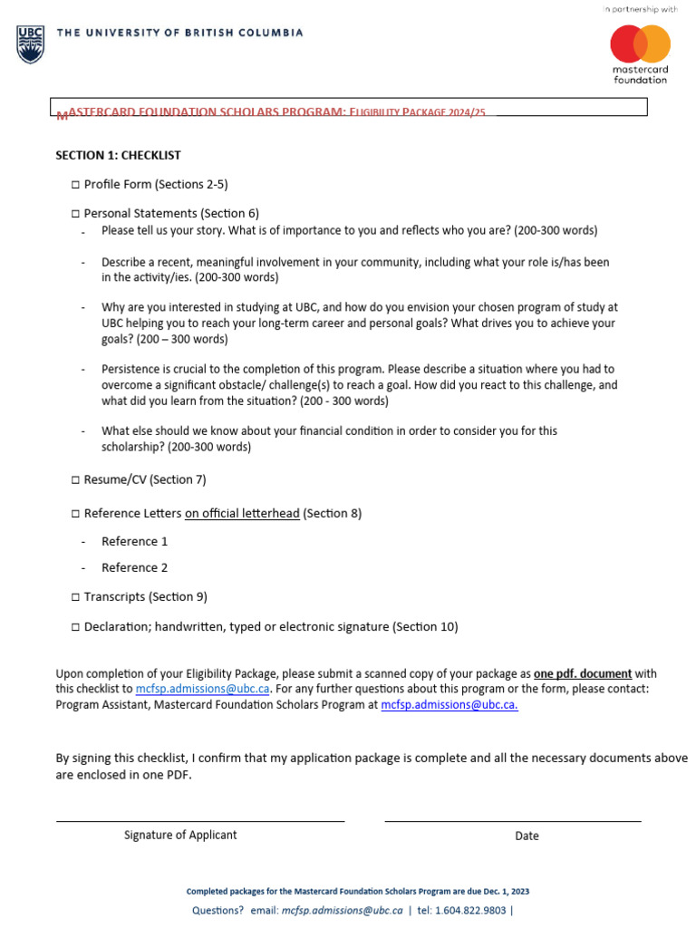 MCF Universal Application 2024-25-1 2 | PDF | Disability | Mail