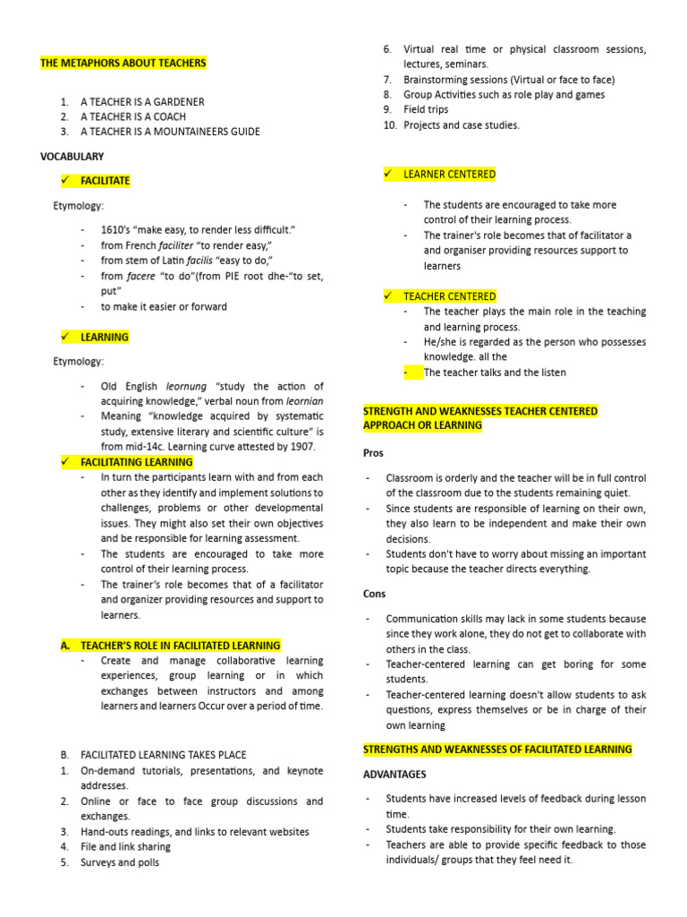 Module - Gonzales - Facilitating Learning - For Midterm Exam | PDF ...