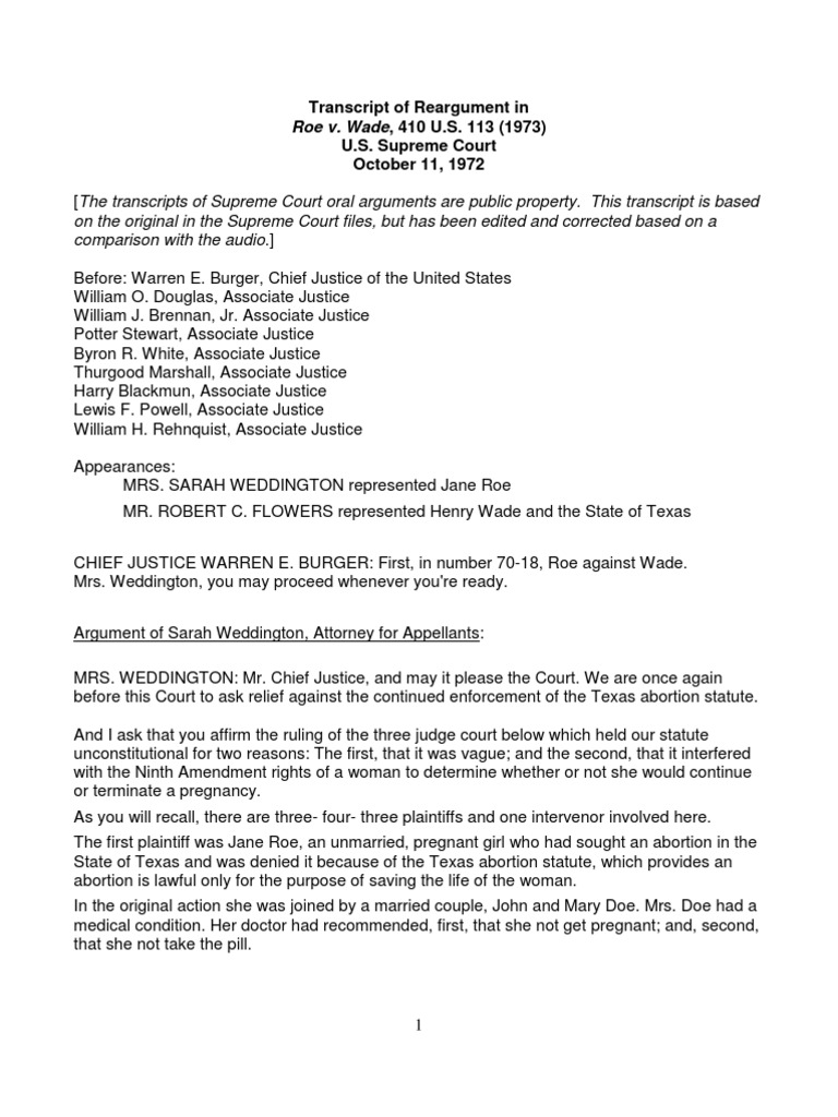 roe v wade essay
