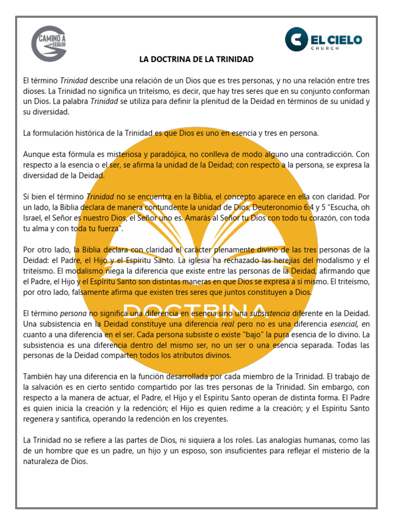 Doctrina de la Trinidad en la Biblia | PDF | Trinidad | espíritu Santo