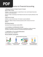 Introduction To Financial Accounting: 1. Business Entity & Going Concern Concept