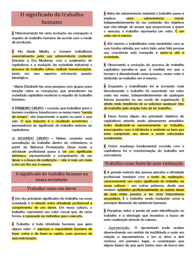 Significados do Trabalho Humano | PDF | Humano | Sociedade