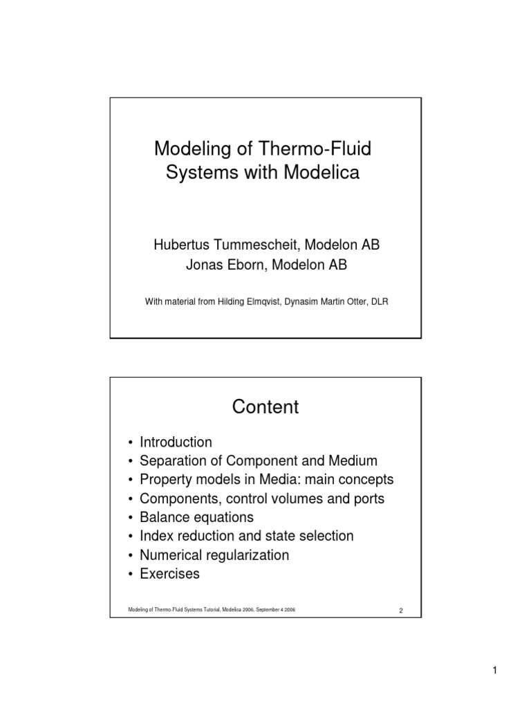 Modeling of ThermoFluid Systems With Modelica With Material From