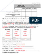 Grammar Test Gr3 October 26 Answer Key