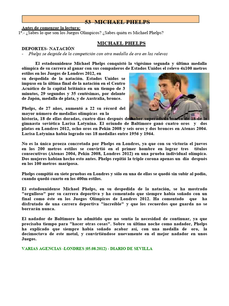 Michael Phelps | PDF | Juegos olímpicos, image size:768x1024