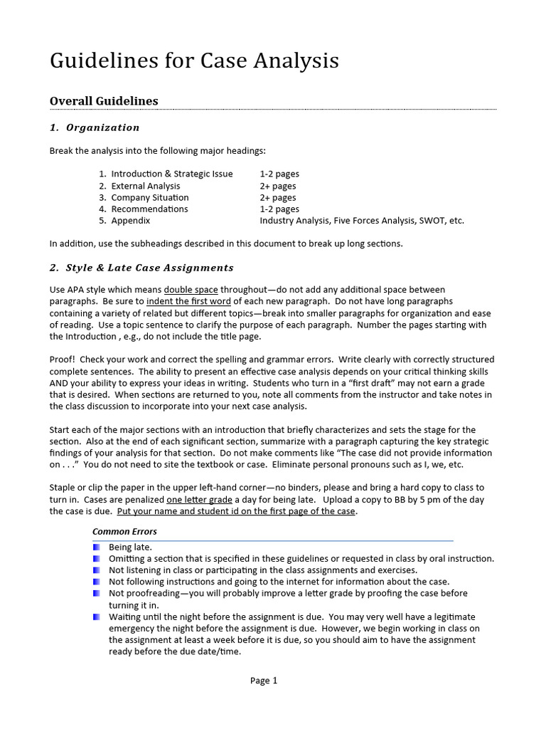 Written Guidelines For Common Assessment Pdf Swot Analysis Paragraph