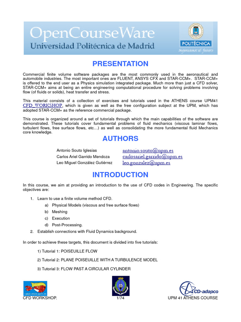 UPM41 CFD Workshop Tutorials | PDF | Computational Fluid Dynamics ...