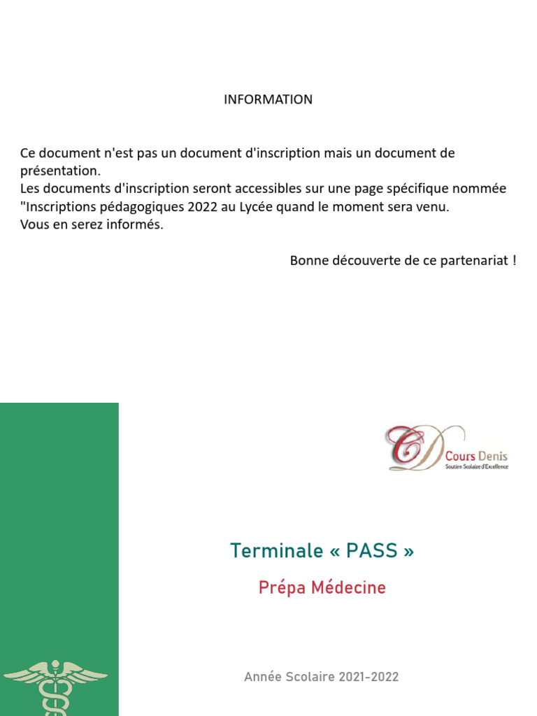 Prépa Médecine Terminale 20212022 PDF — free download
