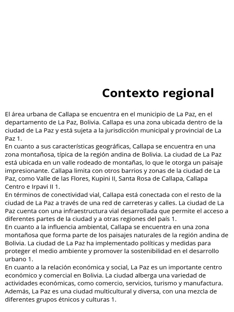 Callapa: Contexto Urbano en La Paz | PDF | Geomorfología | Bolivia