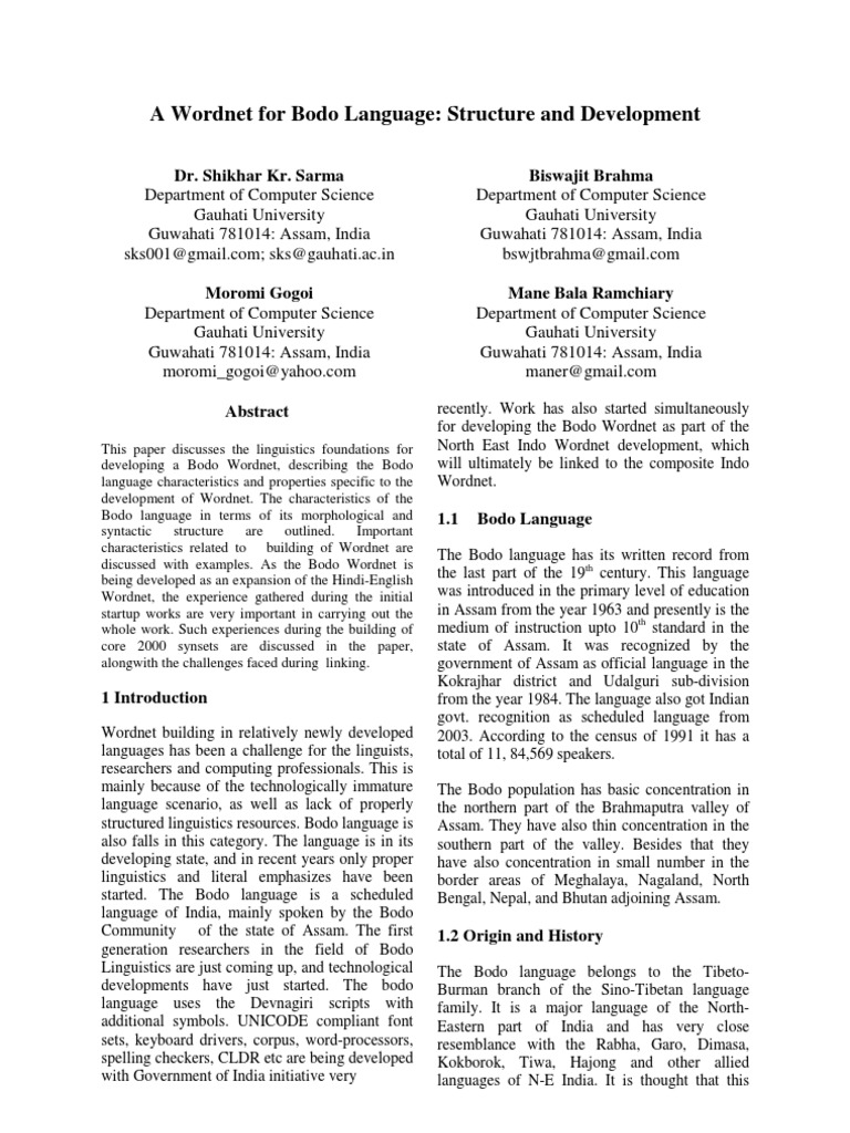 Bodo Language Wordnet Development | PDF | Grammatical Gender | Noun