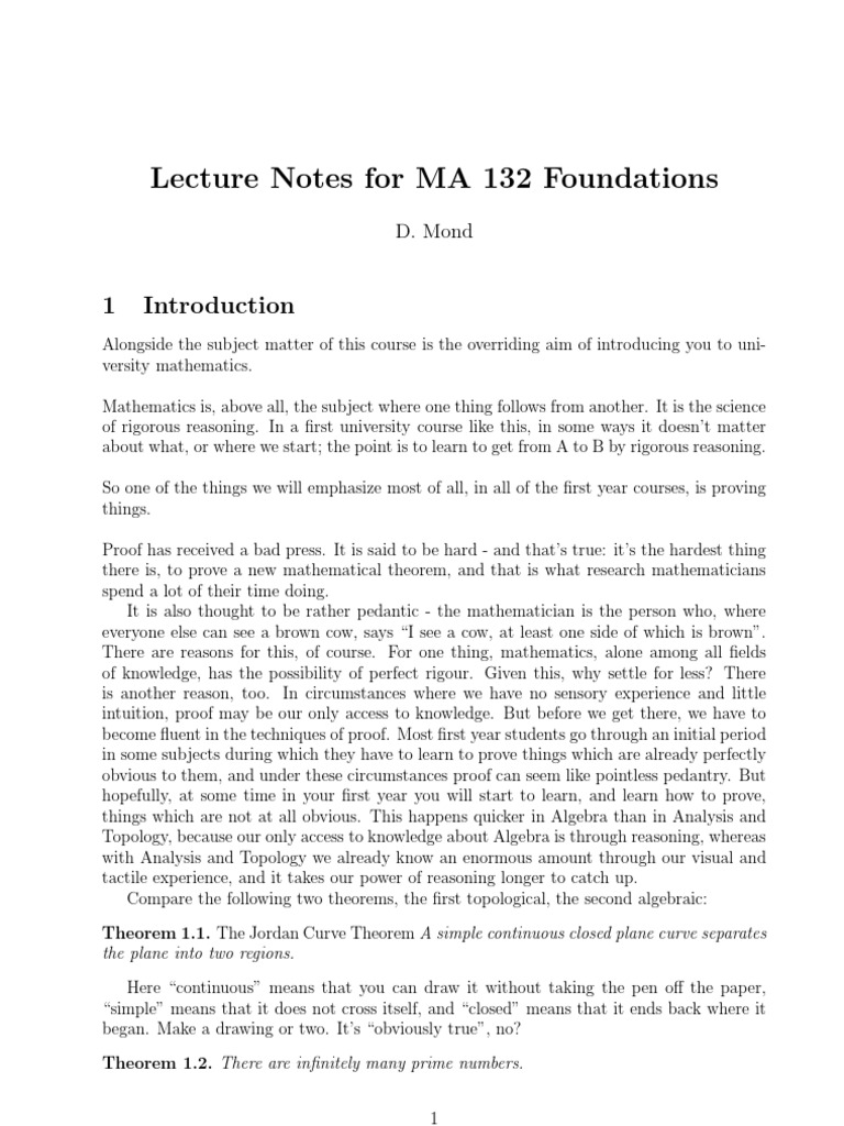 Foundations of Mathematics Lecture Notes | PDF | Integer | Prime Number