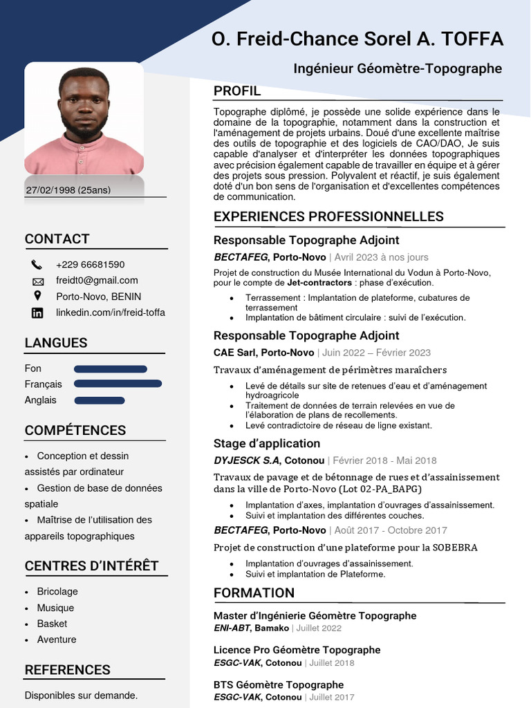 CV Ingénieur Géomètre-Topographe | PDF | Topographie | Conception ...