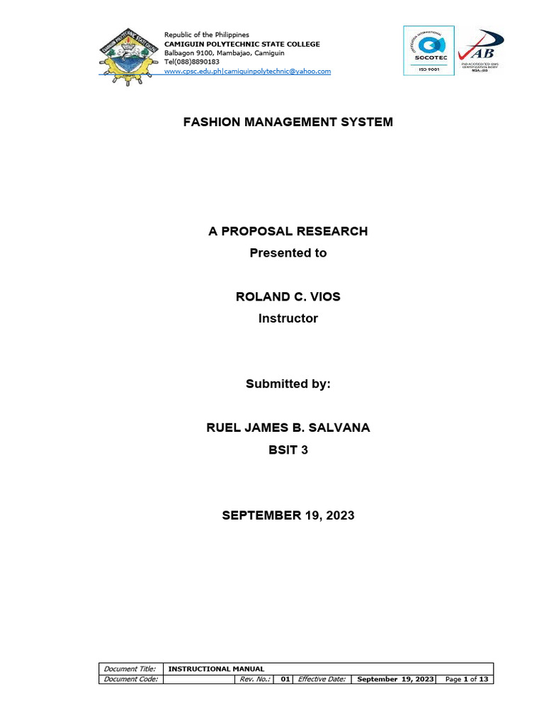 Fashion Management System Proposal | PDF | Information Science ...