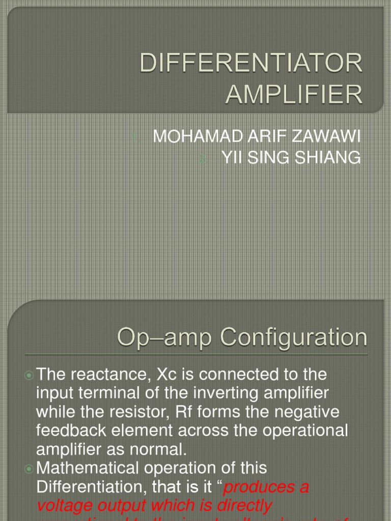 Differentiator Amplifier Explained | PDF | Teaching Methods & Materials ...
