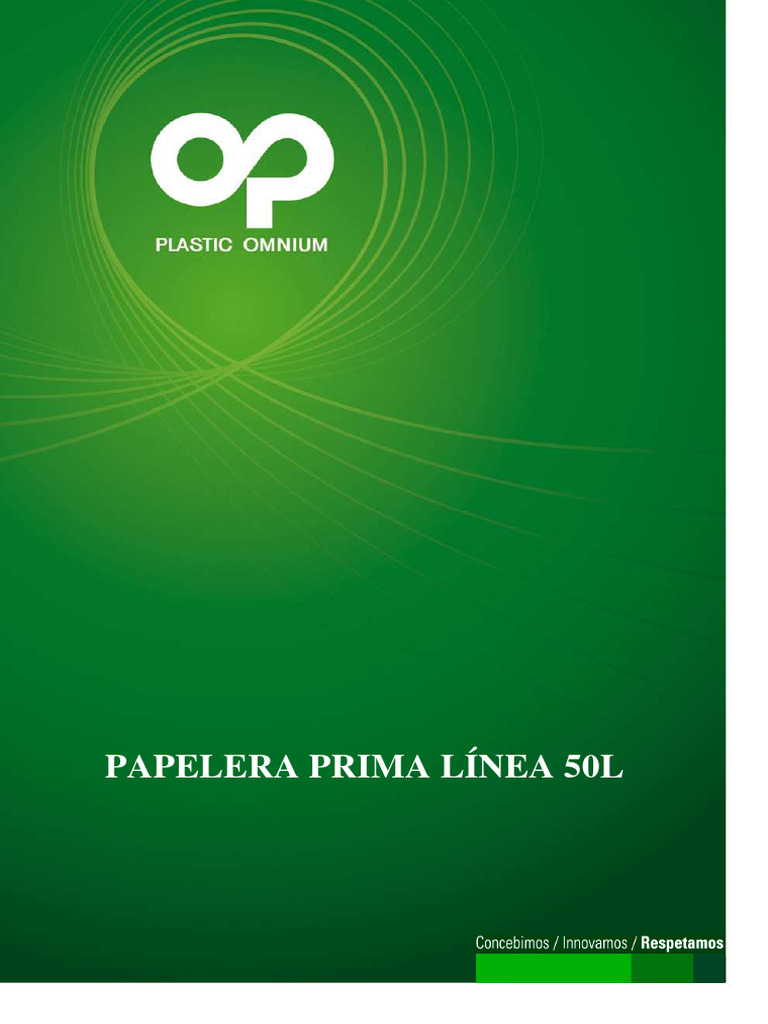 Papelera Prima Línea 50L: Diseño y Funcionalidad | PDF