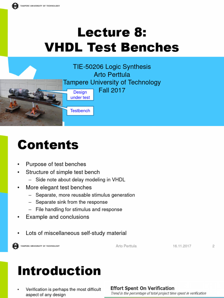 Lecture 8 VHDL Test Benches | PDF | Vhdl | Formal Verification