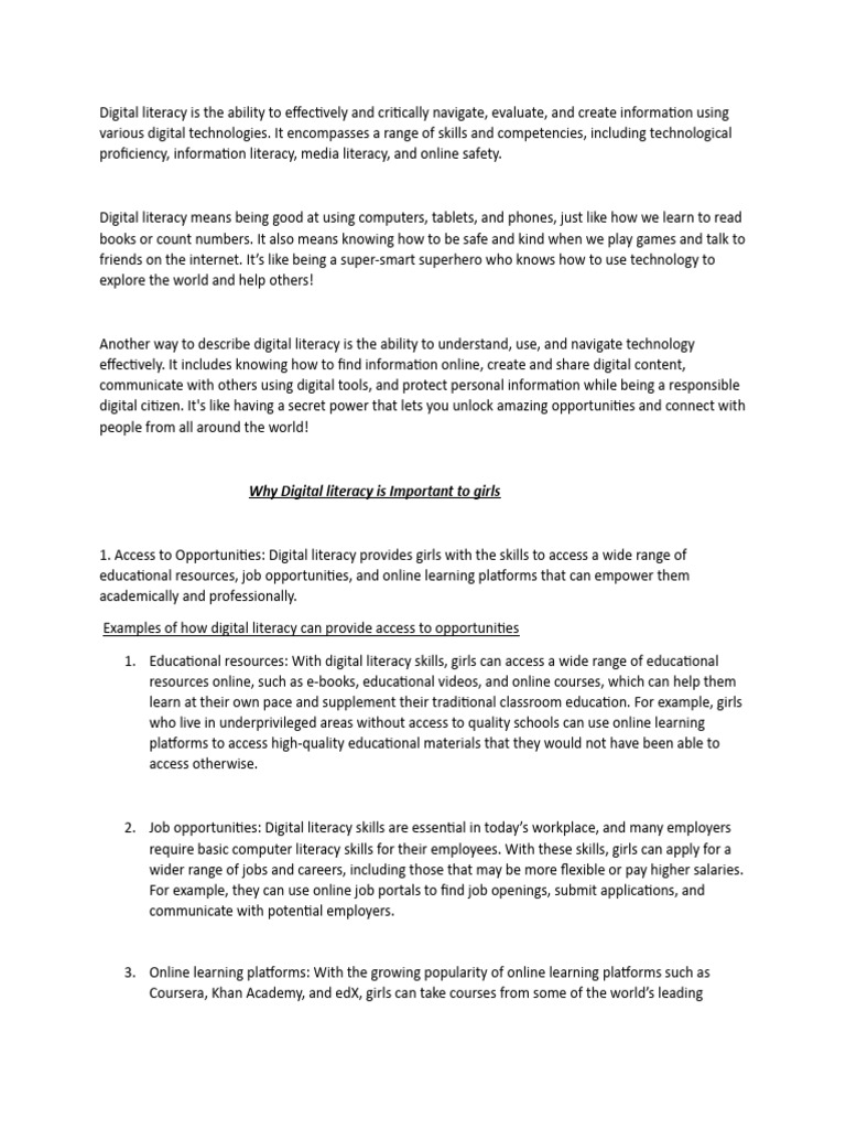 Empowering Girls Through Digital Literacy | PDF | Educational ...