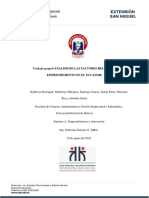 Analisis de Las Factores Relevantes y Factores Negativos Del Emprendimiento en El Ecuador