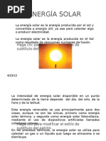 ENERGÍA SOLAR Diapositivas para Potencia
