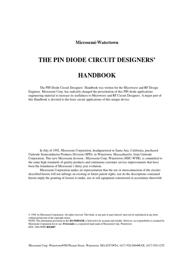 Pin Diode Handbook | PDF | Diode | P–N Junction