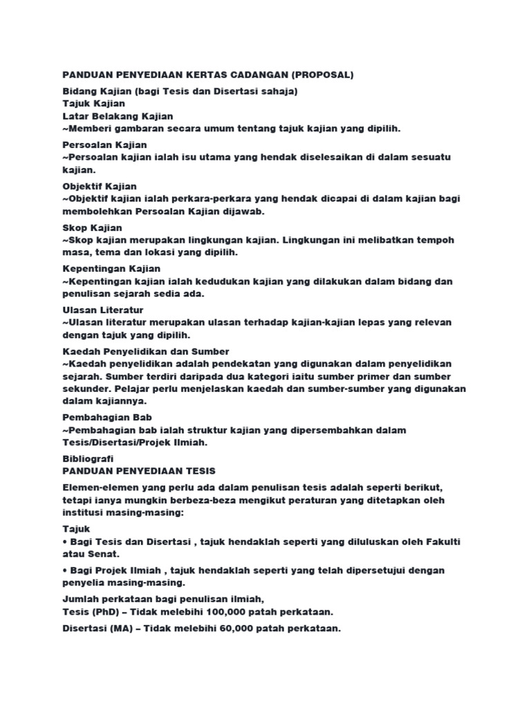 Panduan Penyediaan Kertas Cadangan Pdf