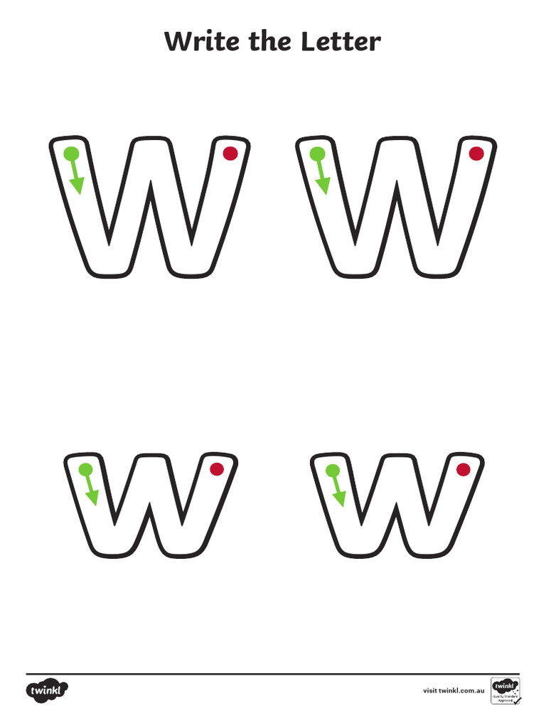Letter W Worksheets PDF