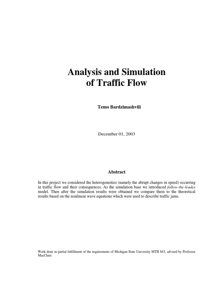 Traffic Flow Microsimulation Analysis | PDF | Nonlinear System | Waves